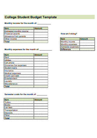 39+ FREE College Budget Samples to Download