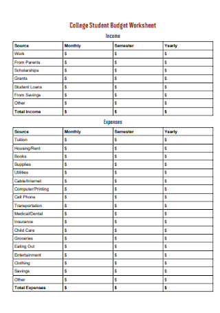 21+ FREE Student Budget Worksheet Samples to Download