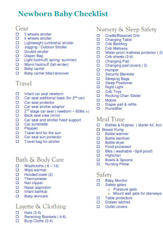 20+ FREE New Baby Checklist Samples to Download