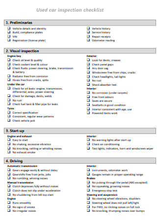10+ FREE Car Inspection Checklist Samples to Download