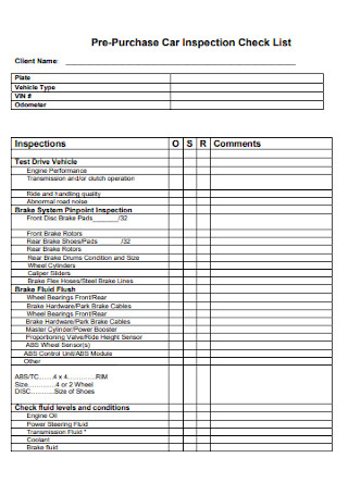 Auto Pre Purchase Inspection Checklist | DBERDT