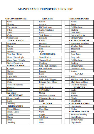 20+ FREE Turnover Checklist Samples to Download