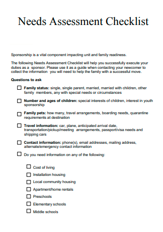 21+ FREE Needs Assessment Checklist Samples to Download