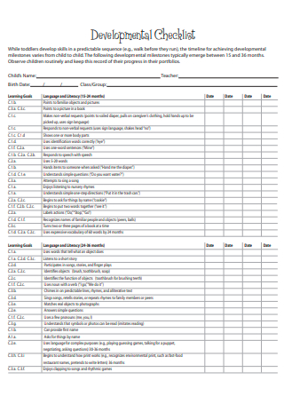 15+ FREE Developmental Checklist Samples to Download