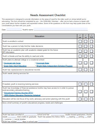 21+ FREE Needs Assessment Checklist Samples to Download