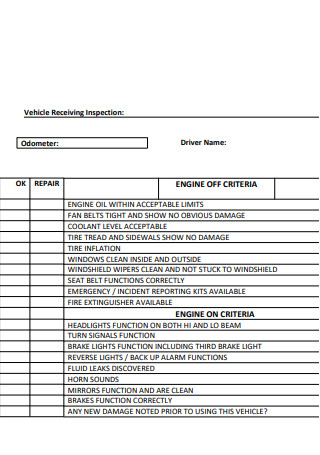 4+ FREE Fleet Vehicle Inspection Checklist Samples to Download