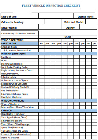 Automotive Fleet Preventive Maintenance Checklist Fleet Management