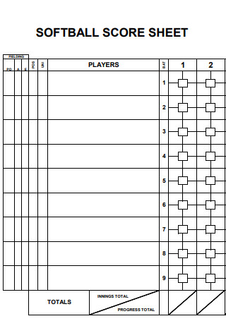 Simple Softball Score Sheets