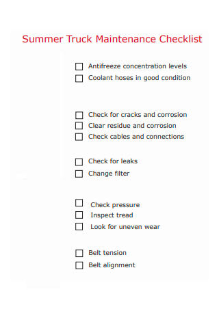 3+ FREE Truck Maintenance Checklist Samples to Download