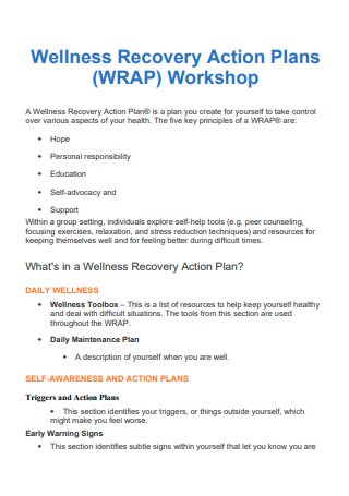 20+ FREE Wellness Recovery Action Plan Samples to Download