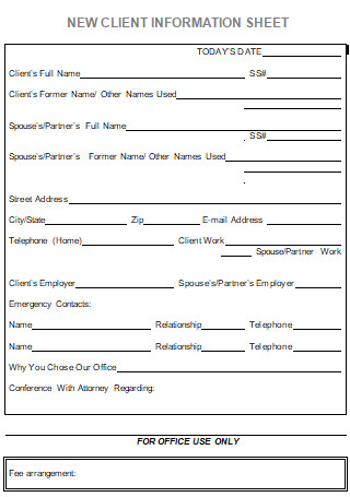 32+ FREE Client Information Sheet Samples to Download