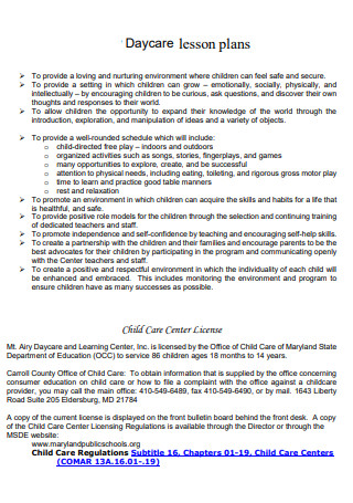 10+ FREE Daycare Lesson Plan Samples to Download