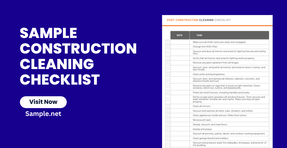 25+ SAMPLE Construction Cleaning Checklist in MS Word