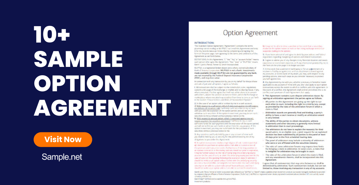 10+ SAMPLE Option Agreement in MS Word