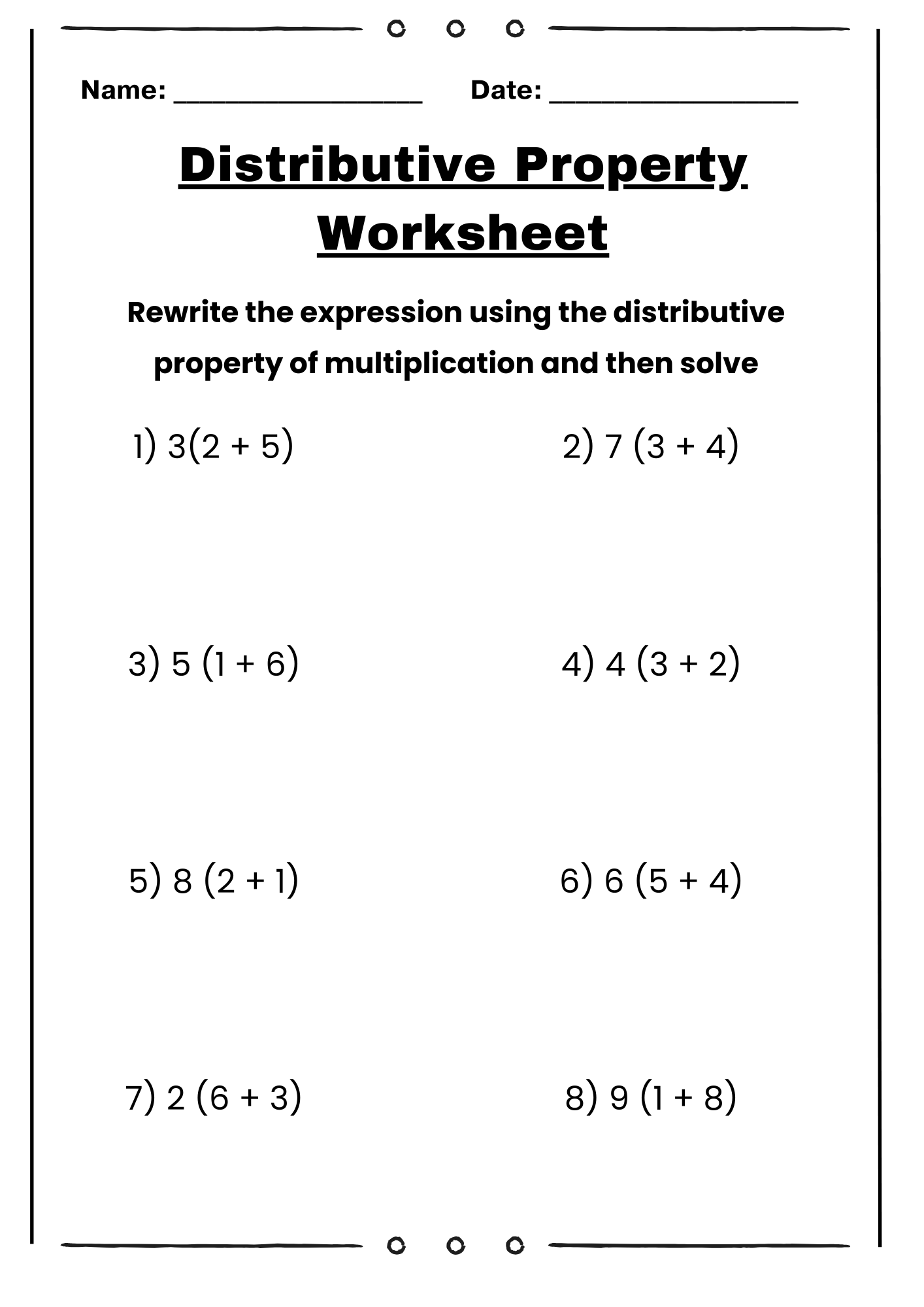 30+ Distributive Property Worksheet Samples to Download
