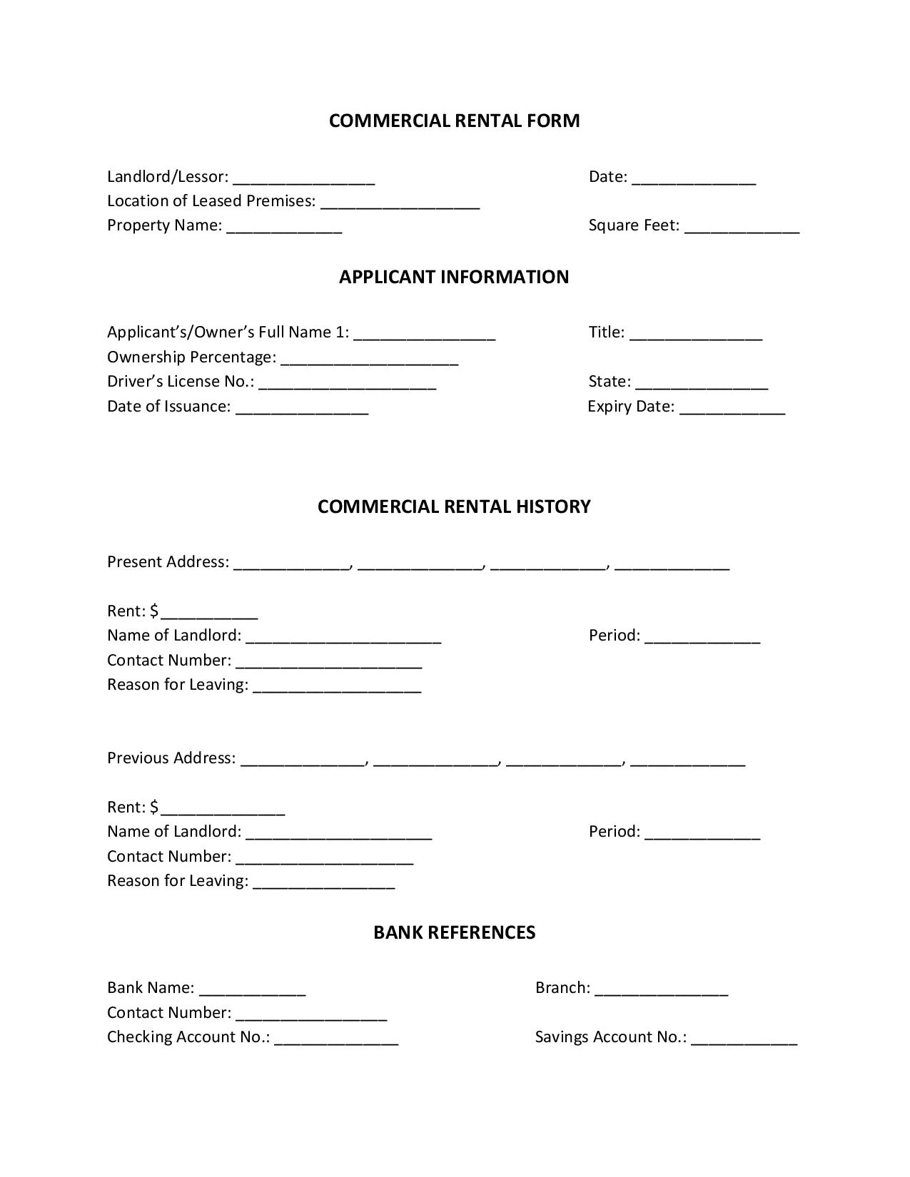 FREE Commercial Rental Form [PDF, Word]