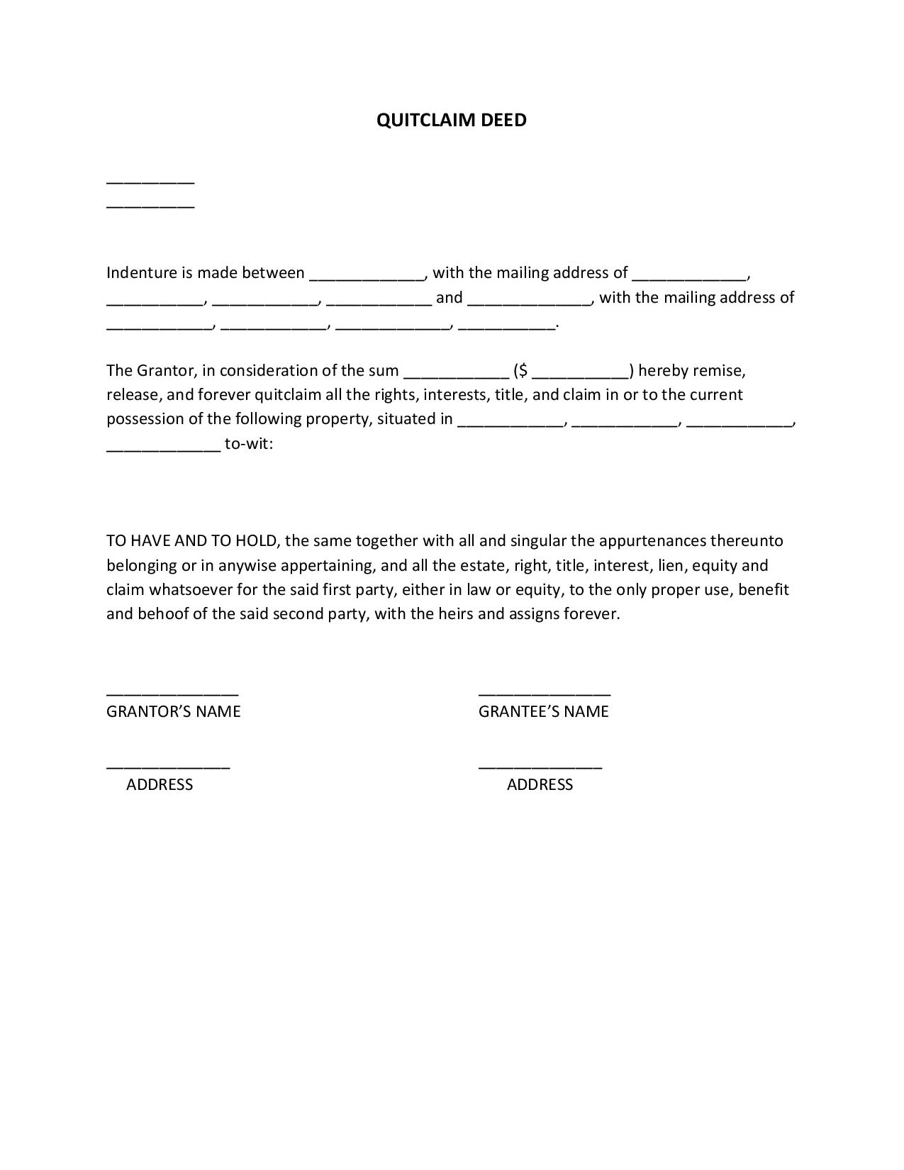 FREE Quitclaim Deed [PDF, WORD]