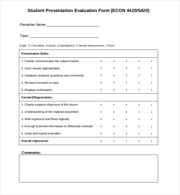 Having a clear, consistent, and structured interview process can vastly improve your interview and hiring process. 17+ Sample Student Evaluation Forms | Sample Forms