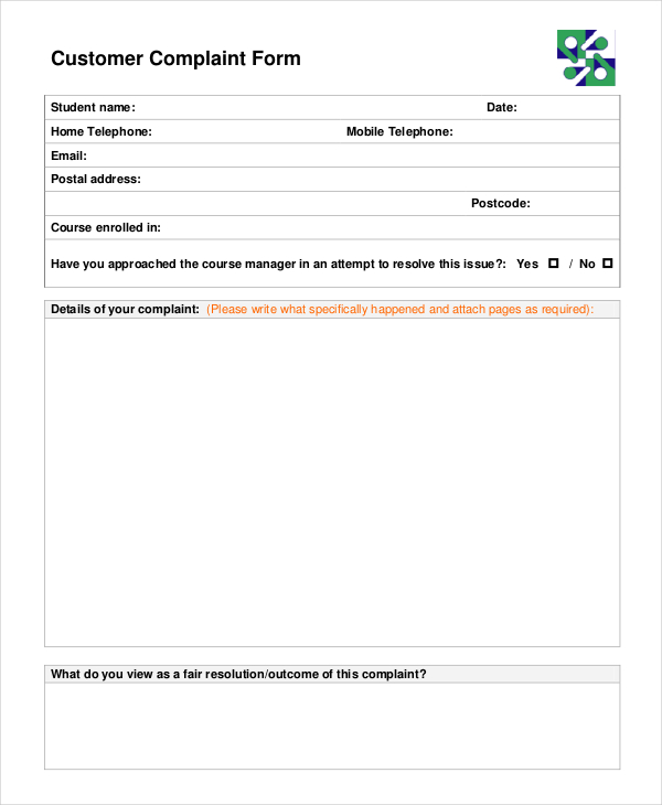 FREE 10+ Sample Customer Complaint Forms in PDF MS Word Excel