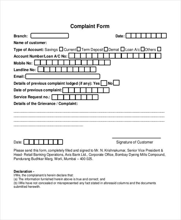 FREE 10+ Sample Customer Complaint Forms in PDF MS Word Excel