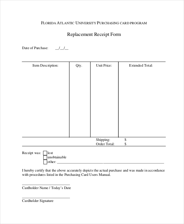 FREE 11+ Sample Blank Receipt Forms in PDF MS Word Excel