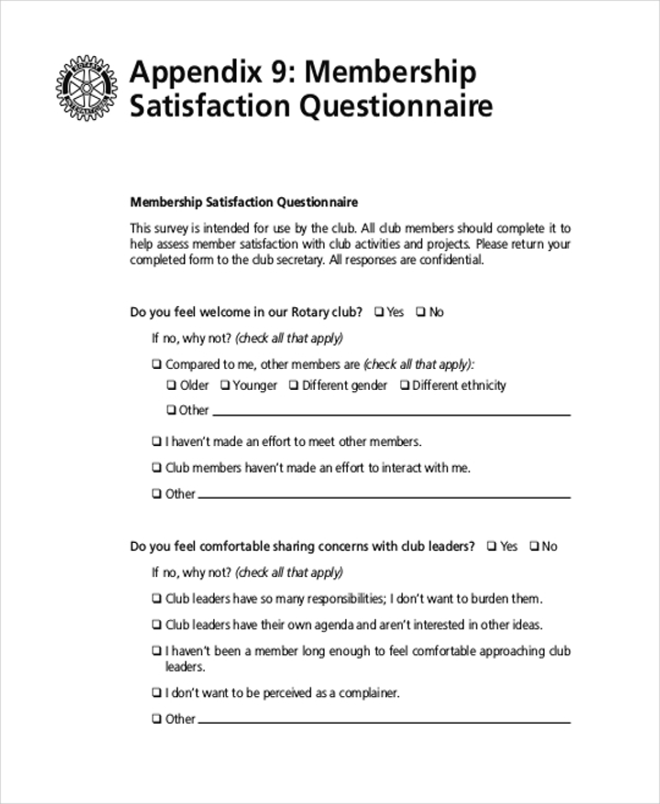 FREE 12+ Sample Satisfaction Questionnaire Forms in PDF MS Word Excel