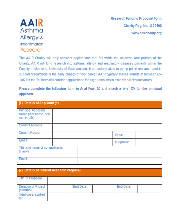 FREE 11+ Sample Funding Proposal Forms in PDF MS Word Excel