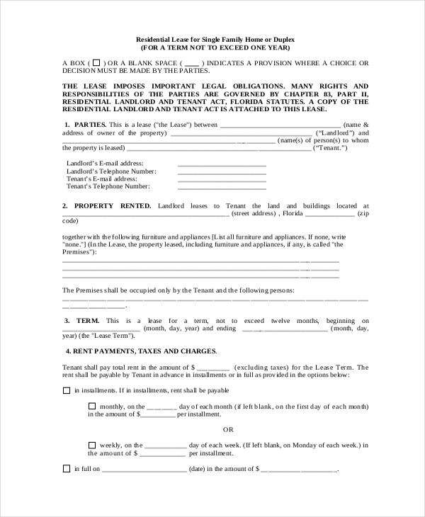 FREE 7+ Sample Residential Lease Forms in PDF MS Word