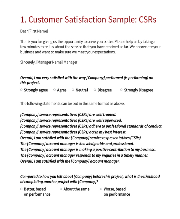 FREE 11+ Sample Customer Survey Forms in PDF Word Excel