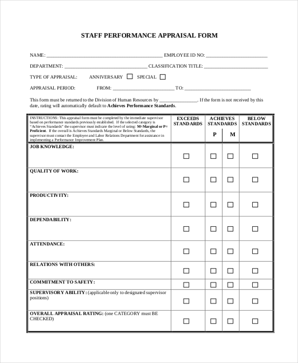 FREE 8+ Retail Appraisal Form Samples in PDF MS Word