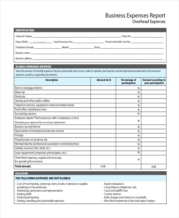 FREE 10+ Sample Business Expense Report Forms in PDF Word Excel