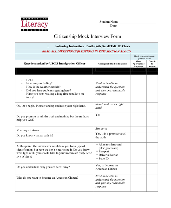 FREE 10+ Sample Interview Questionnaire Forms in PDF MS Word Excel