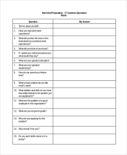 Interview Questionnaire Template