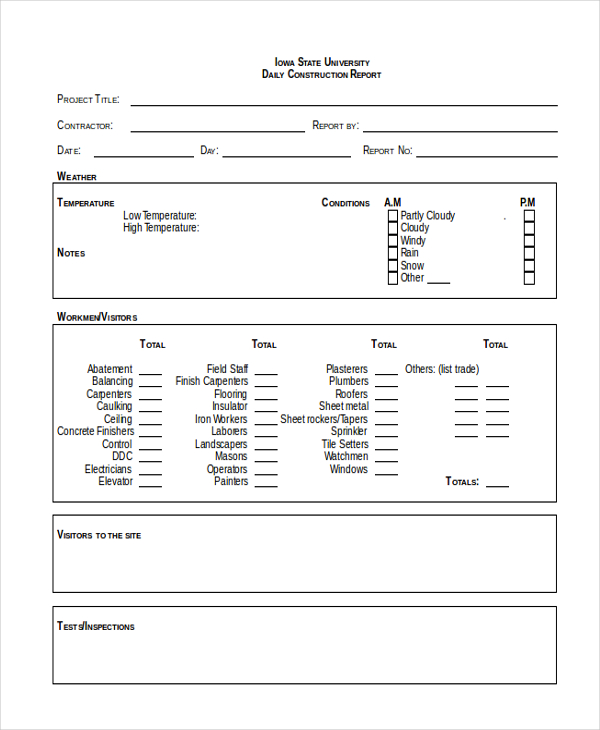 FREE 21+ Sample Construction Forms in PDF MS Excel MS Word