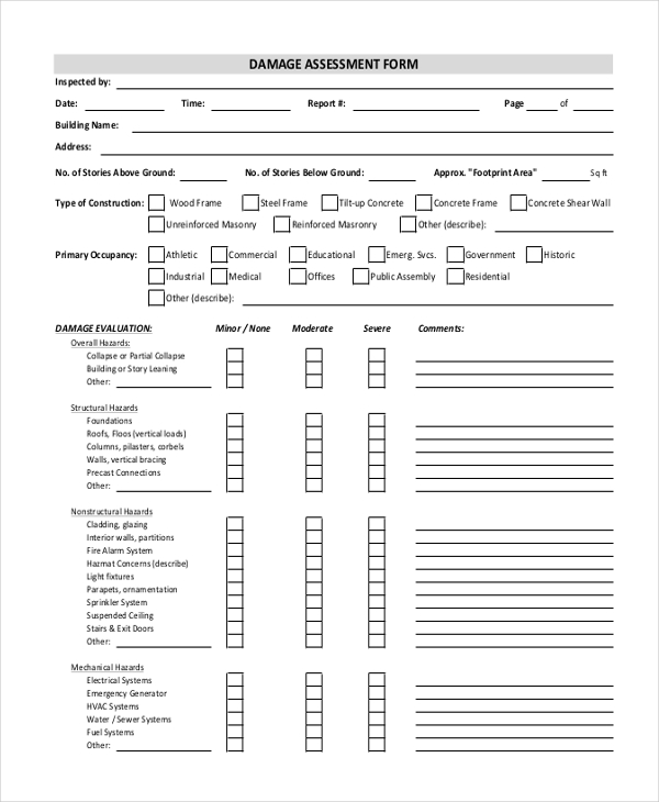 FREE 26+ Sample Assessment Forms in MS Word PDF Excel