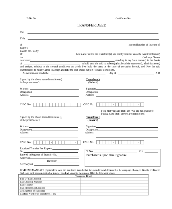 FREE 23+ Sample Transfer Forms in PDF Excel Word
