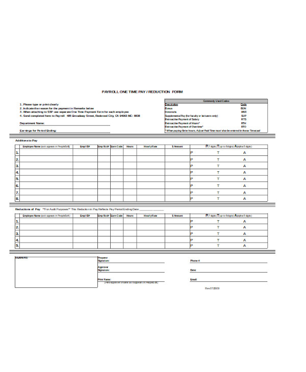 FREE 42+ Sample Payroll Forms in PDF Excel MS Word