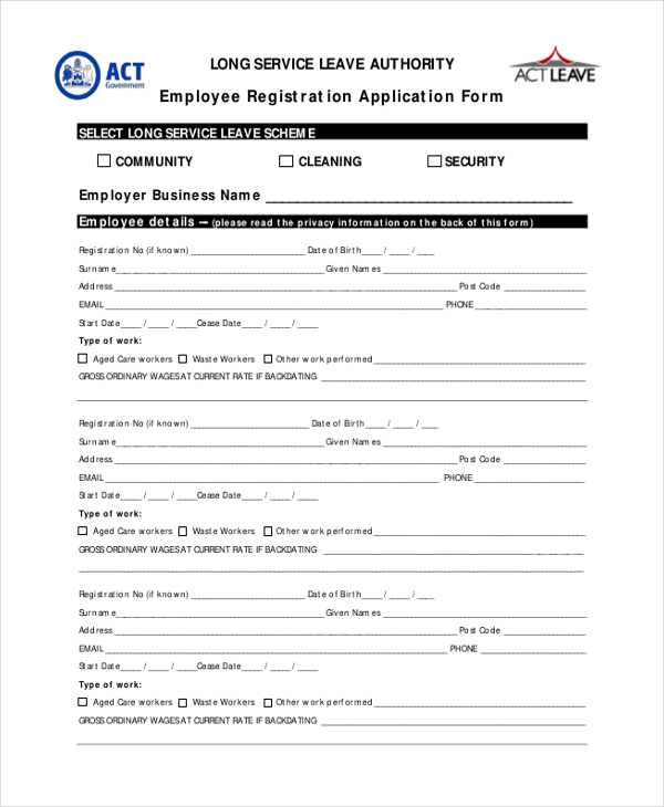 FREE 12+ Sample Employee Application Forms in PDF MS Word Excel