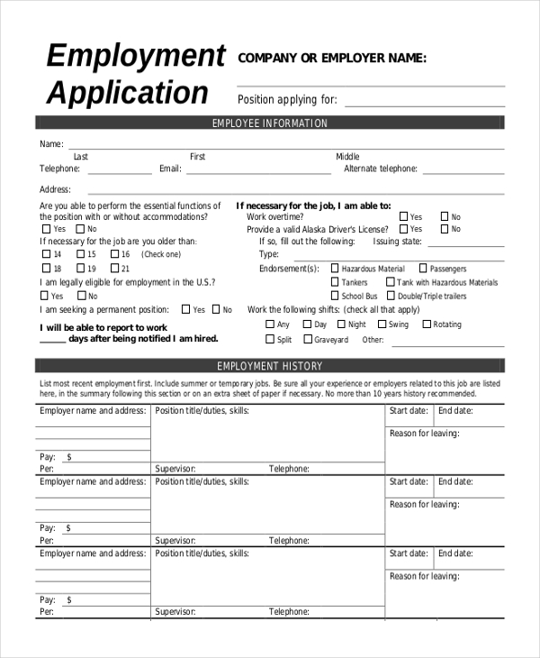 FREE 27+ Sample Employment Forms in PDF MS Word Excel FREE 27+ Sample Employment Forms in PDF MS Word Excel