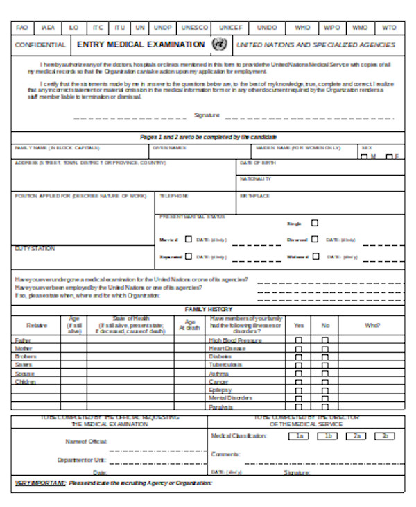 FREE 11+ Sample Medical Examination Forms in PDF Excel Word