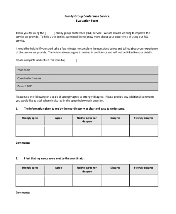 FREE 11+ Sample Conference Evaluation Forms in MS Word PDF Excel