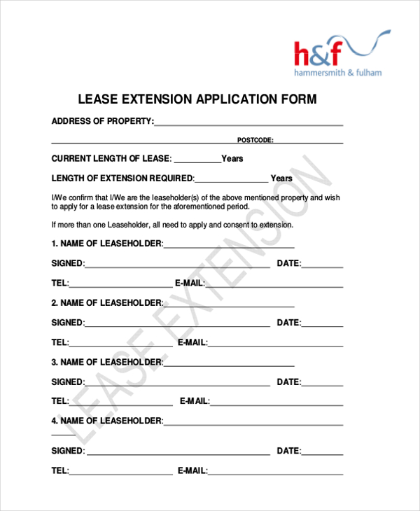FREE 10+ Sample Lease Extension Forms in PDF Word Excel