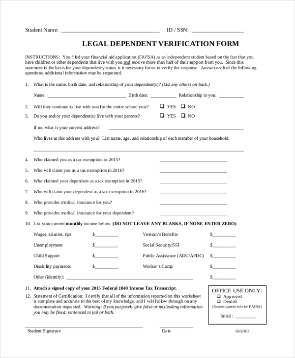 FREE 23+ Sample Verification Forms in PDF Word Excel