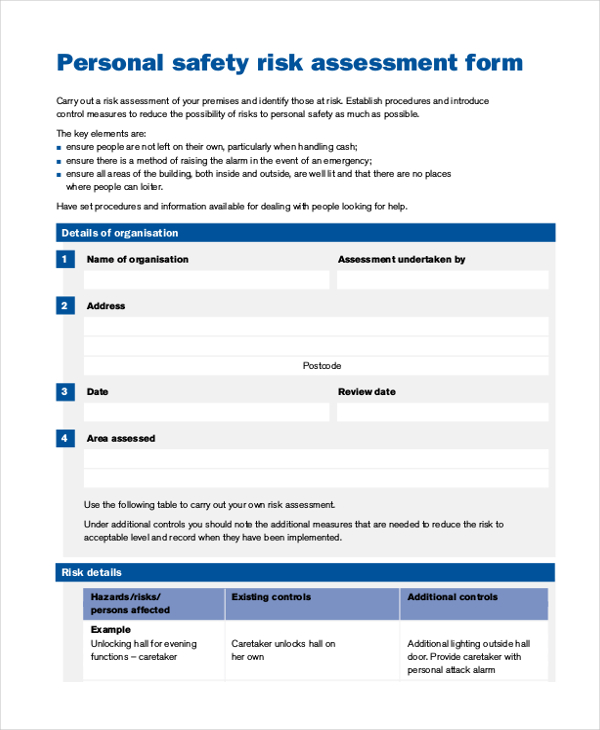 Safety Risk Assessment Form