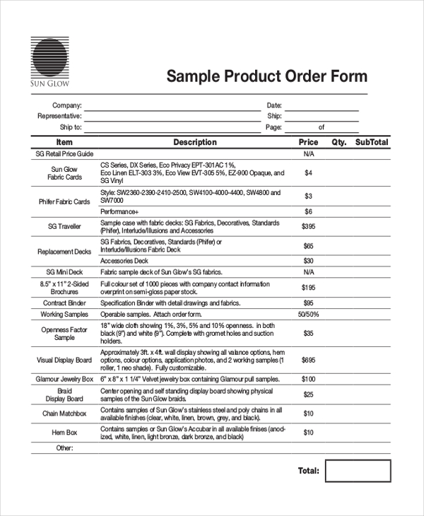 FREE 13+ Sample Product Order Forms in PDF Excel Word