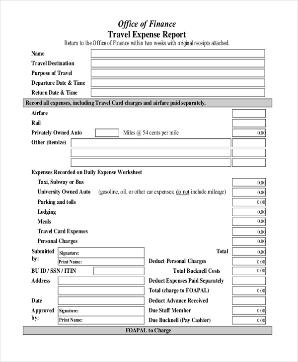 FREE 10+ Sample Travel Expense Forms in PDF MS Word Excel