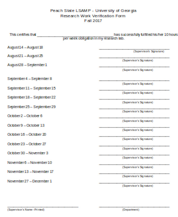 FREE 8+ Sample Work Verification Forms in PDF Word Excel