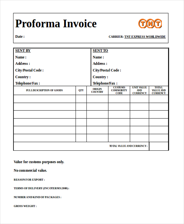 46 [PDF] PROFORMA INVOICE FORM SAMPLE FREE PRINTABLE DOWNLOAD DOCX ZIP
