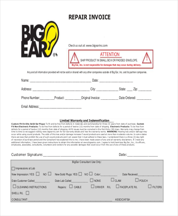 FREE 9+ Sample Blank Invoice Forms in PDF MS Word Excel