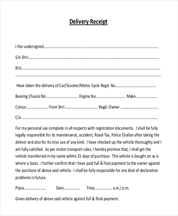 FREE 24+ Sample Receipt Forms in PDF Excel Word